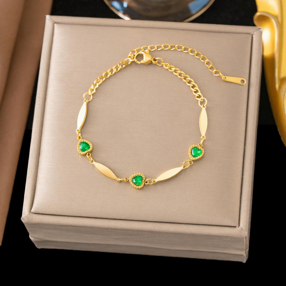 Women's Fashion Love Color Zircon Clavicle Chain Bracelet