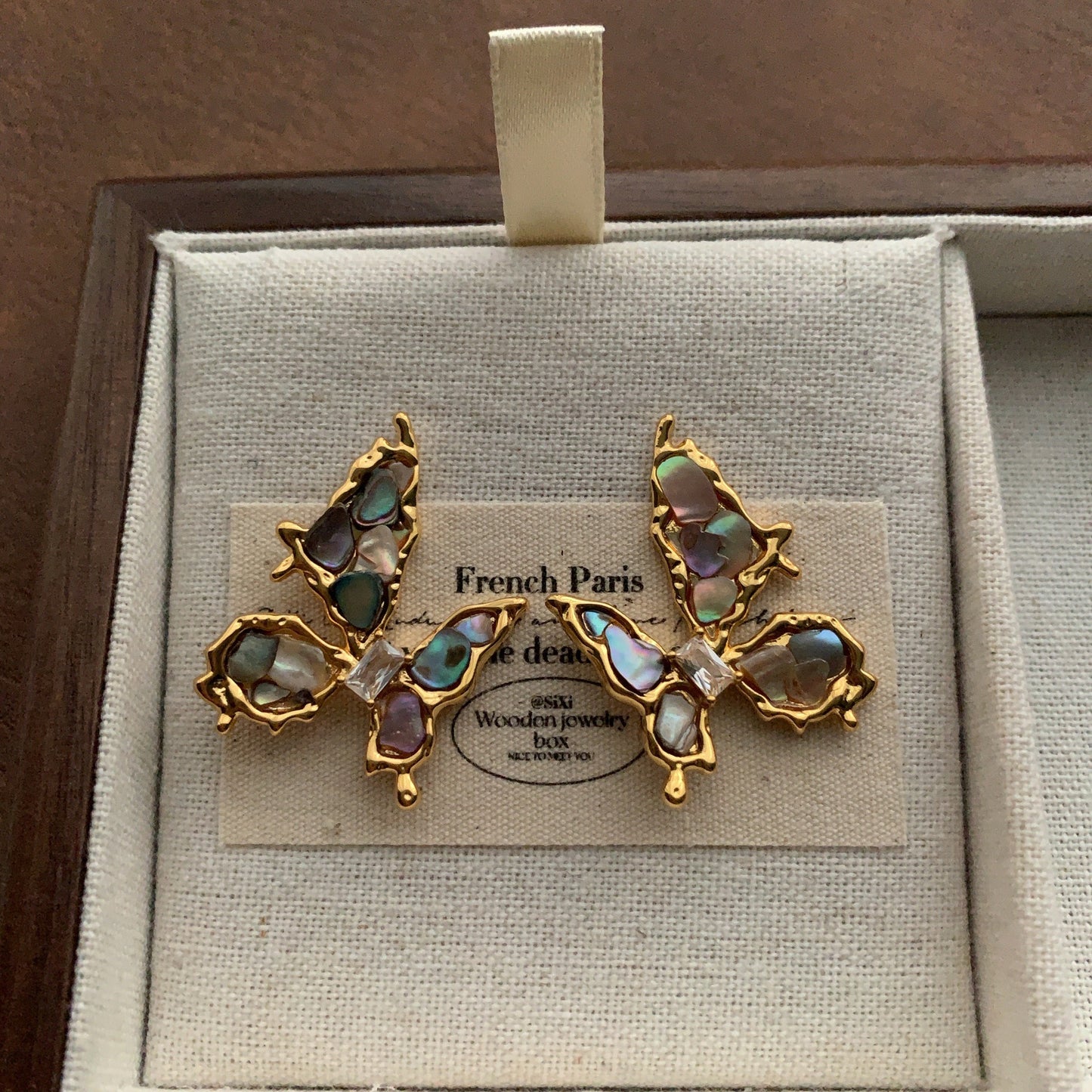 Colorful Fritillary Butterfly Stars Heart Elegant Retro Light Luxury Stud Earrings