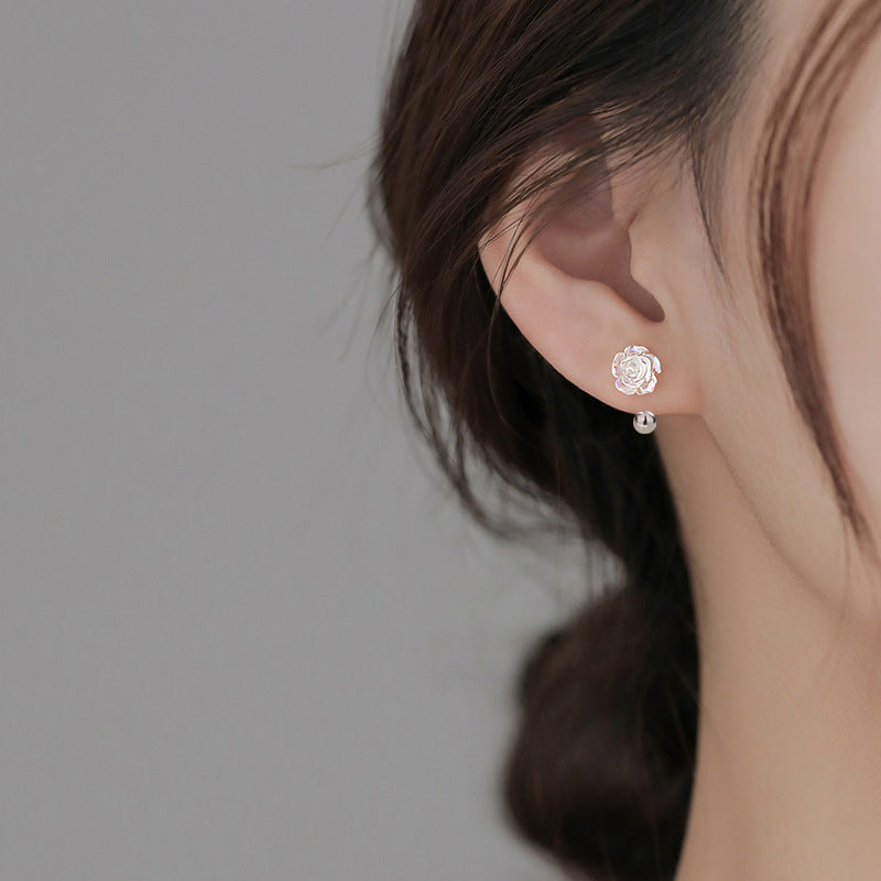 Transparent Colorful Rose Simple Niche Commuter Style Temperamental Lady Gentle Stud Earrings