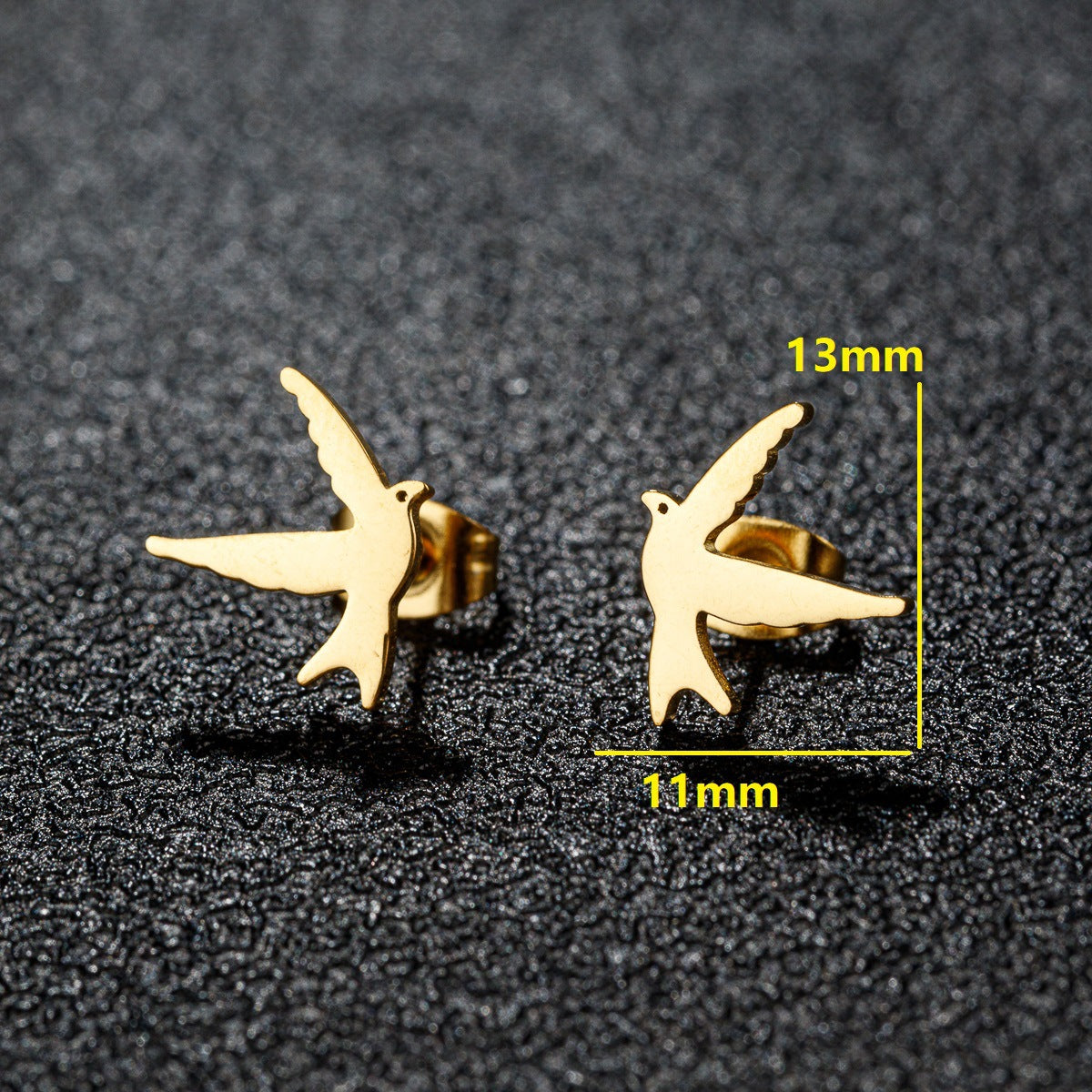 Small Animal Cat Plaid Bird Ear Geometry Stud Earrings