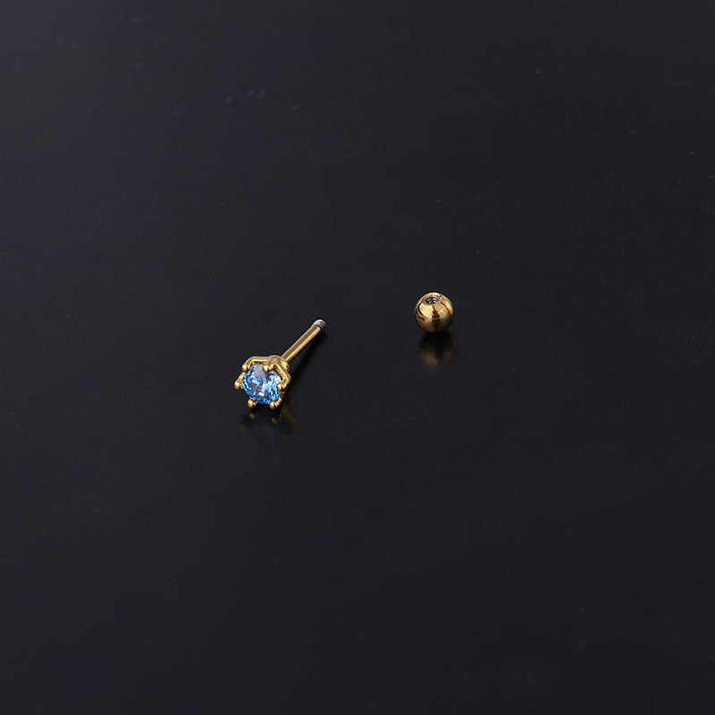 Steel Fine Rod Piercing Ear Bone Spring Popular Color Simple Stud Earrings