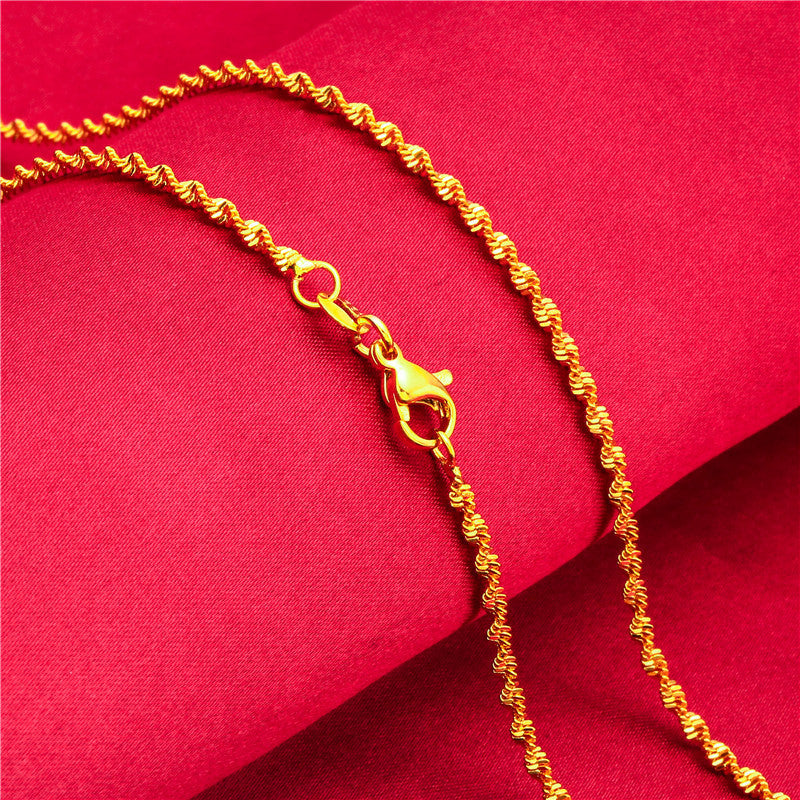Women's Lobster Buckle Color Gold Plated Water Wave Chain Snake Bones Necklace