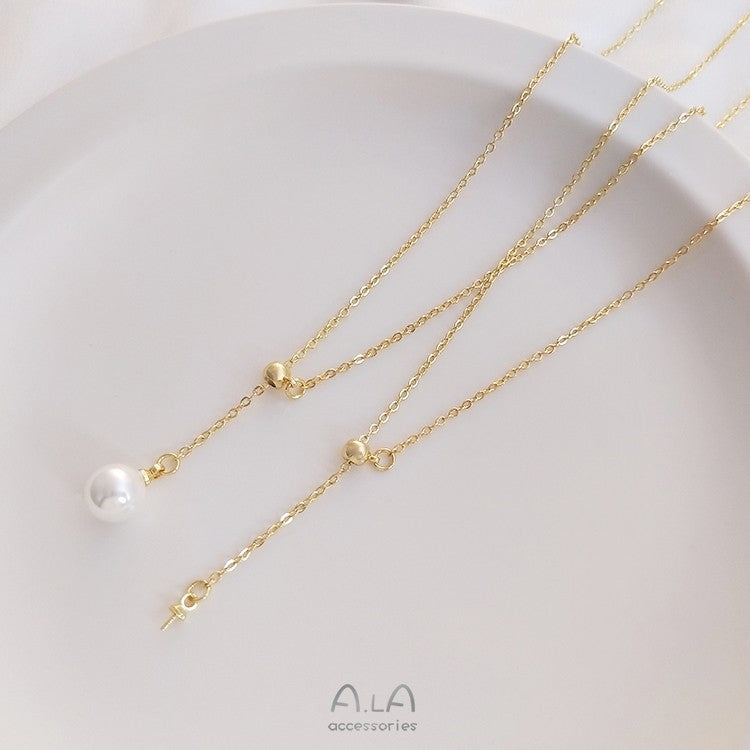 Protection With Plastic Beads Adjustable Y-shaped Pearl Empty Holder Clavicle Necklaces