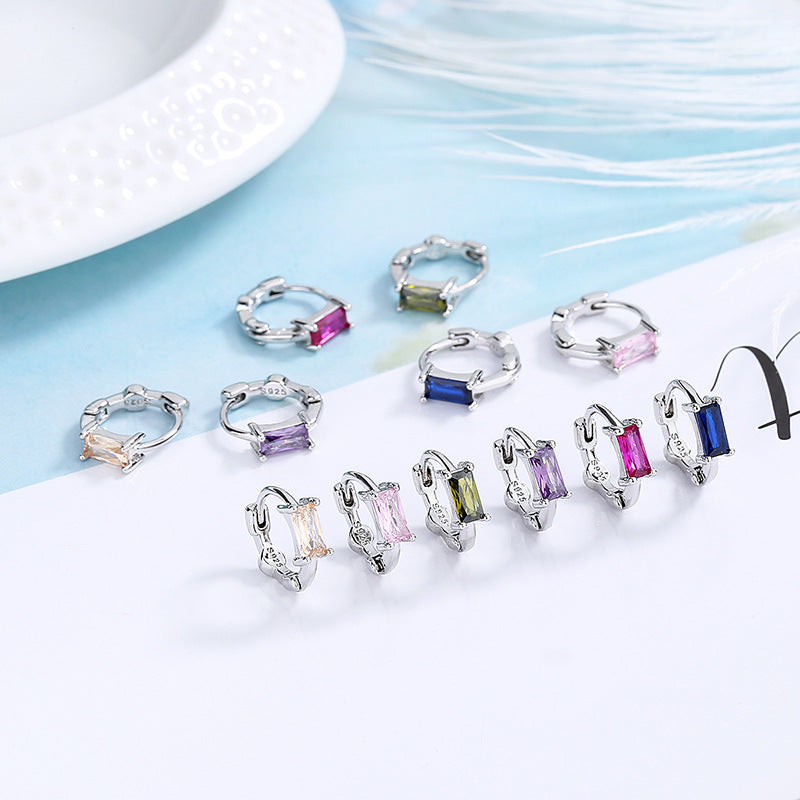 Women's Rectangular Zircon Delicate Trendy Niche High Earrings
