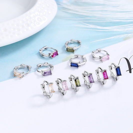 Women's Rectangular Zircon Delicate Trendy Niche High Earrings