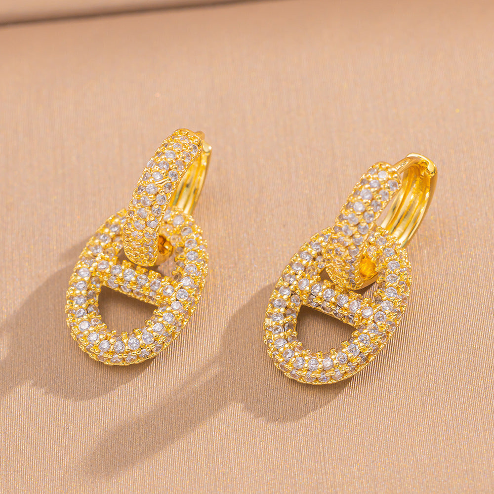 Simple Classic All Match Fashion Zircon Earrings