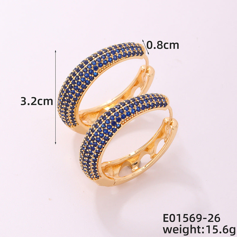 Round Micro Inlaid Zircon Clip Advanced Sense Earrings