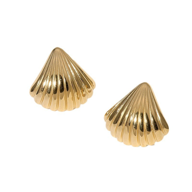 Women's Shell Titanium Steel Ear Gold Plated Earrings