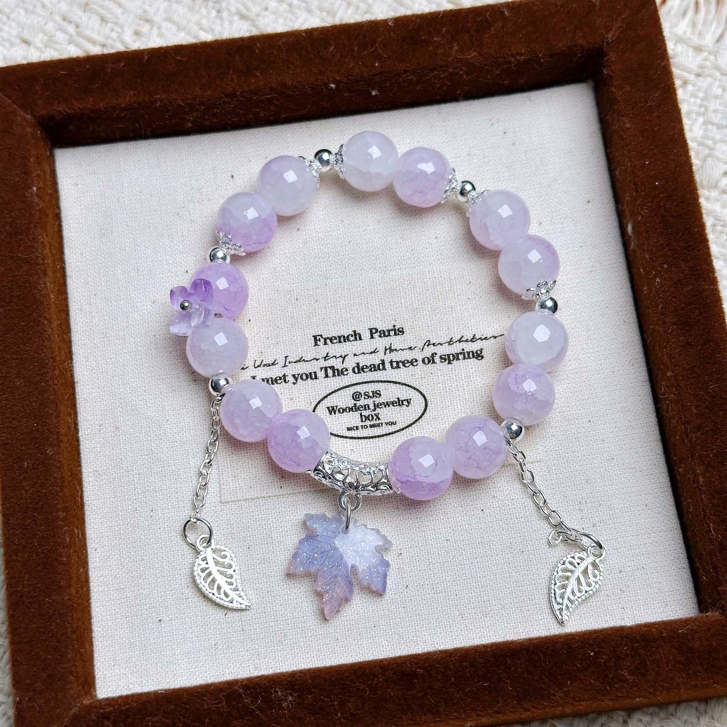 Crystal Tassel Maple Leaf Niche Fairy Ink Beads Small Bracelets