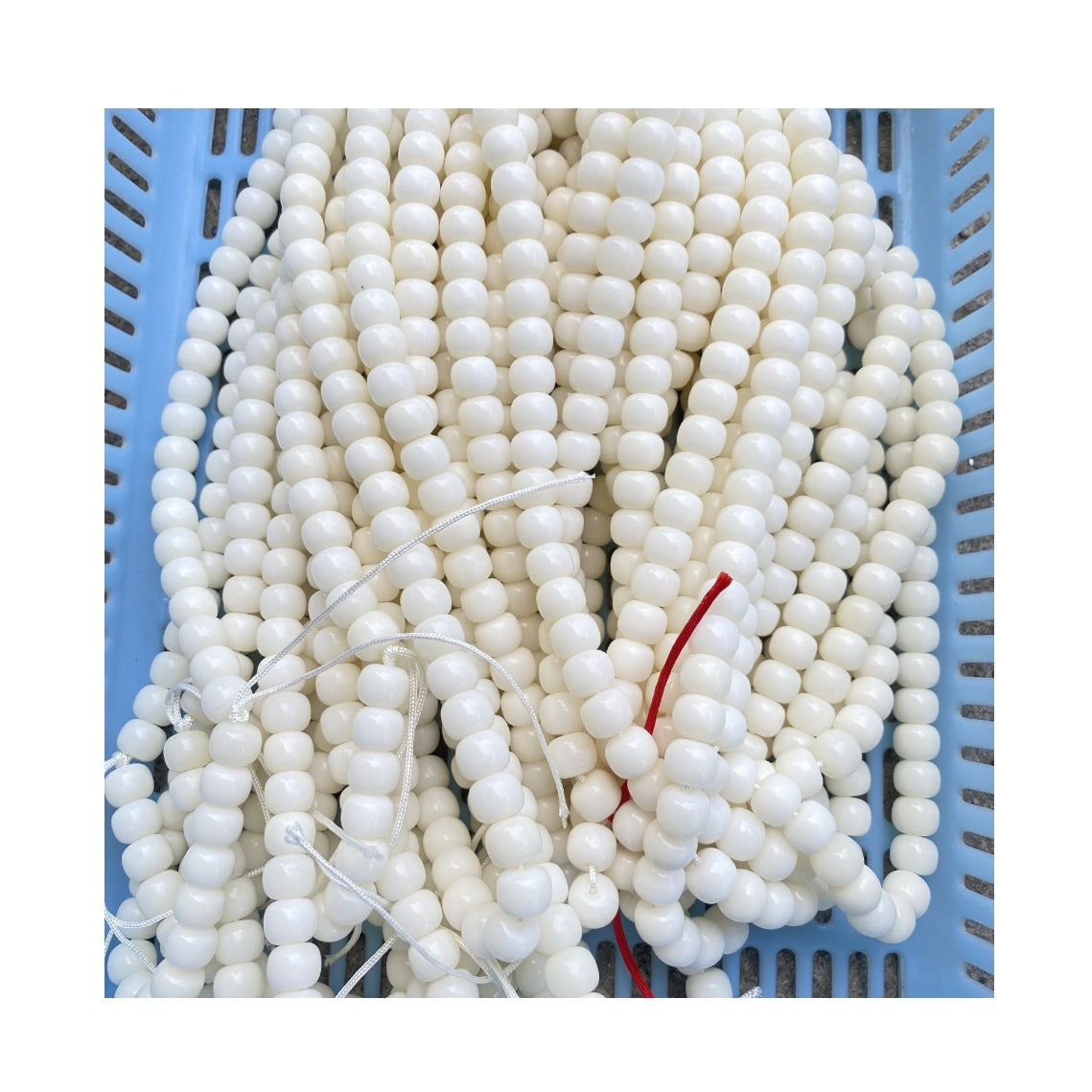Women's & Men's White Jade Bodhi Corypha Old Barrel Beads Seed Buddha Crafts Bracelet