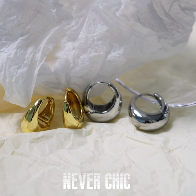 Brass Gold-plated Mirror Polishing Water Drop Basic Rings