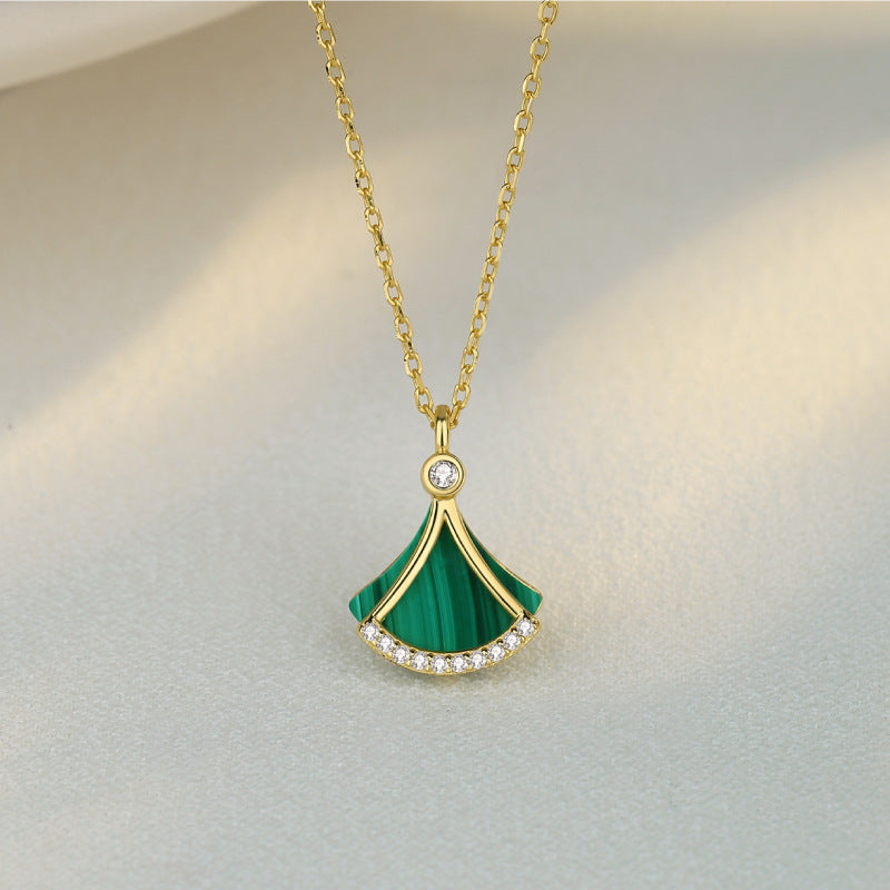 Skirt Malachite Female Sier Fan Niche Design Necklaces