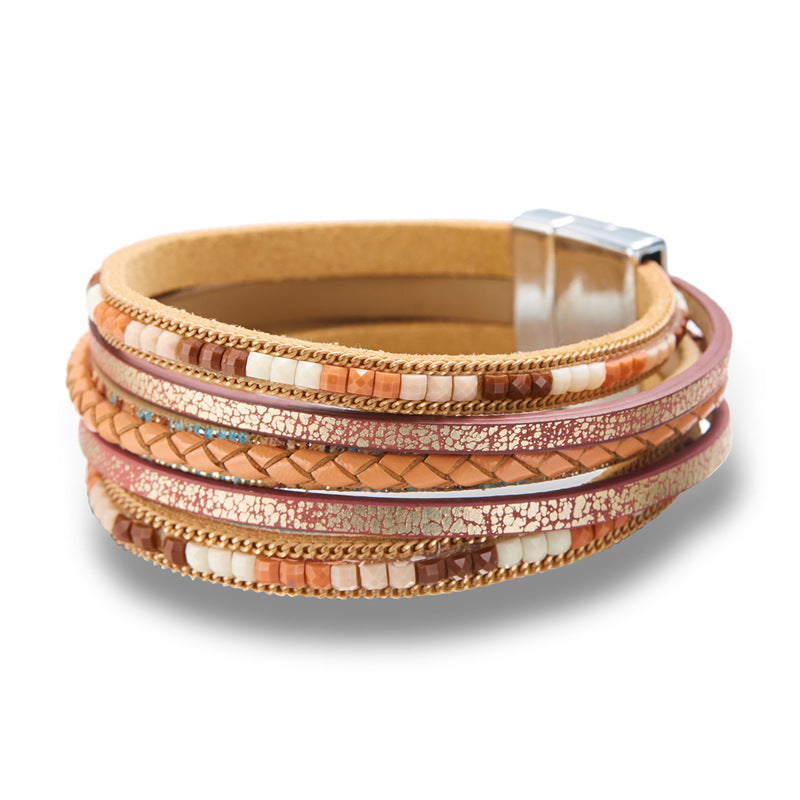 Bohemian Bead Ladies Leather Handmade Braided Bracelets