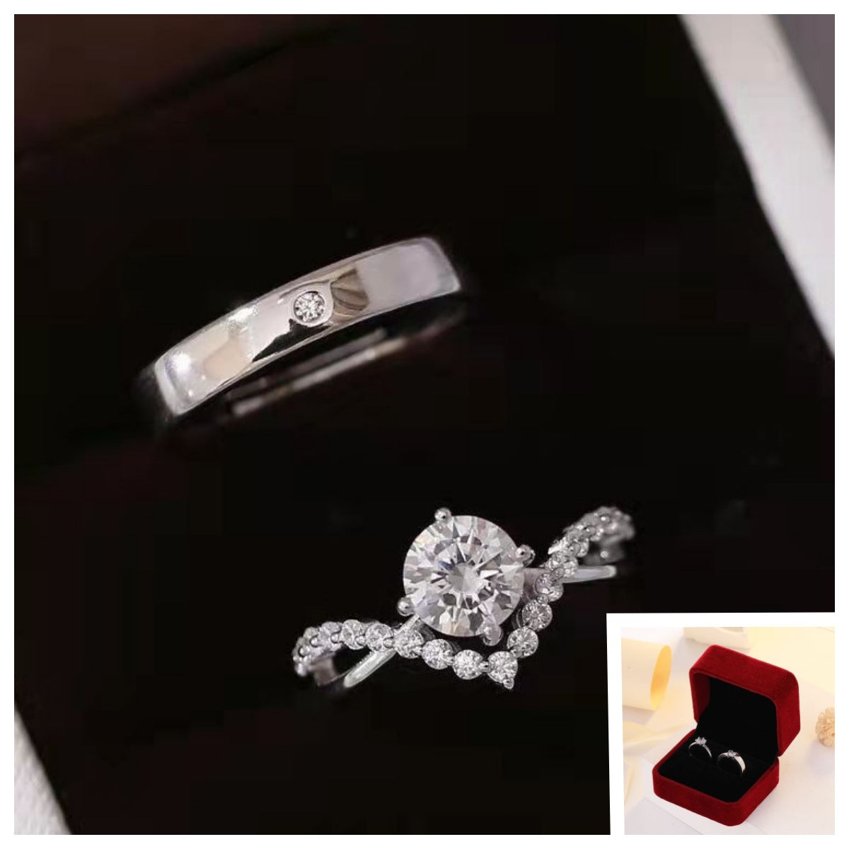 Couple Wedding Simulation Diamond Open Mouth Proposal Fake Female Male Ring