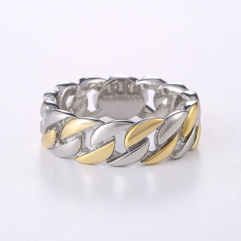 Men's Shi Copper Plating Two-color Chain Fashion Rings