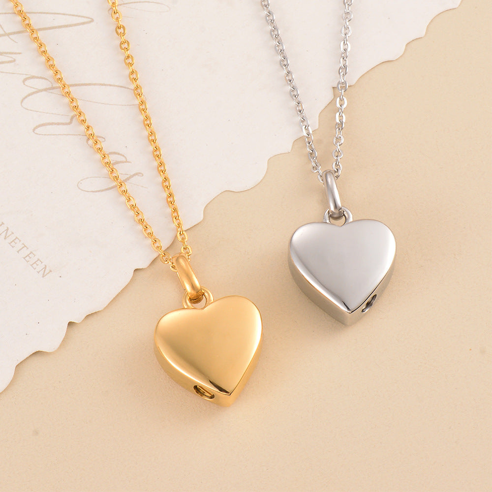 Stainless Steel Classic Heart Openable Titanium Ashes Pendants