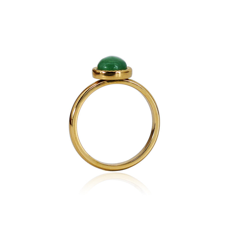 Women's Steel With Colorful Natural Stone Red Agate Ring