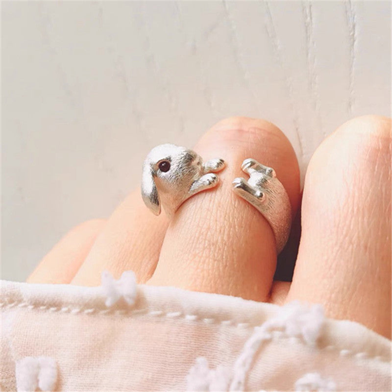 Bunny Open Female Cartoon Animal Zodiac Red Eyes Rings