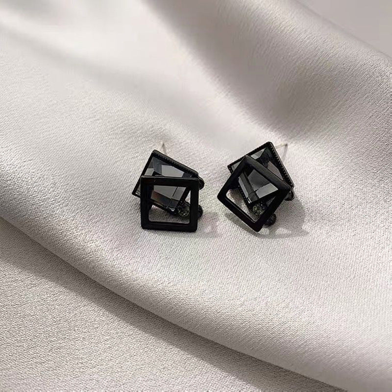 Women's Fashion Geometry Pattern Square Crystal Glass For Elegant Earrings
