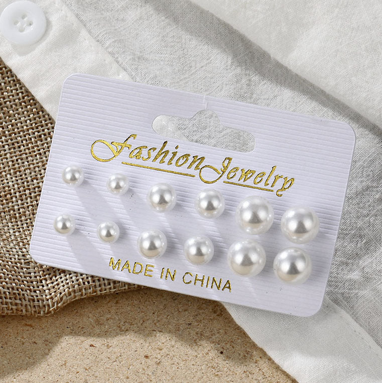 Women's Geometry Pattern Ear One Card Commuter Imitation Pearl Earings Earrings