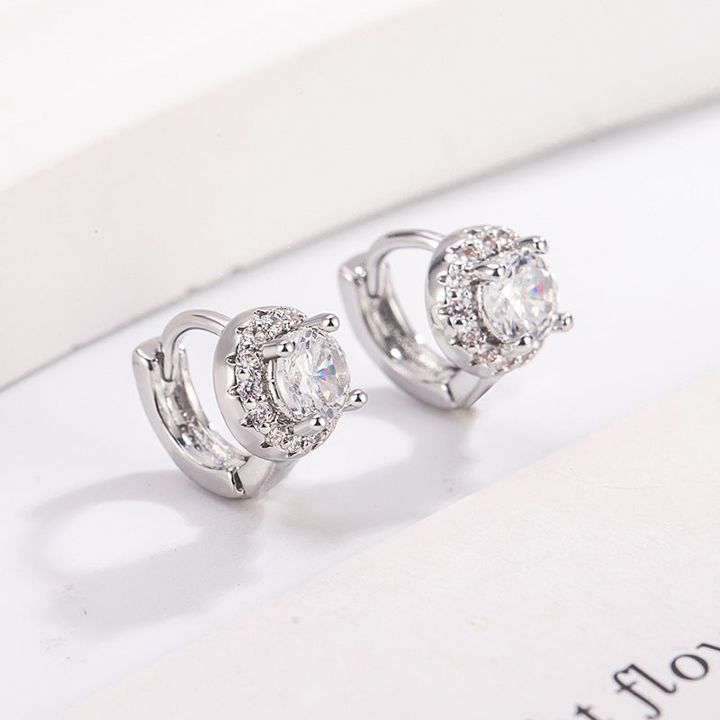 Round Diamond Clip No Need To Take Off Rhinestone Commute Ear Buckle