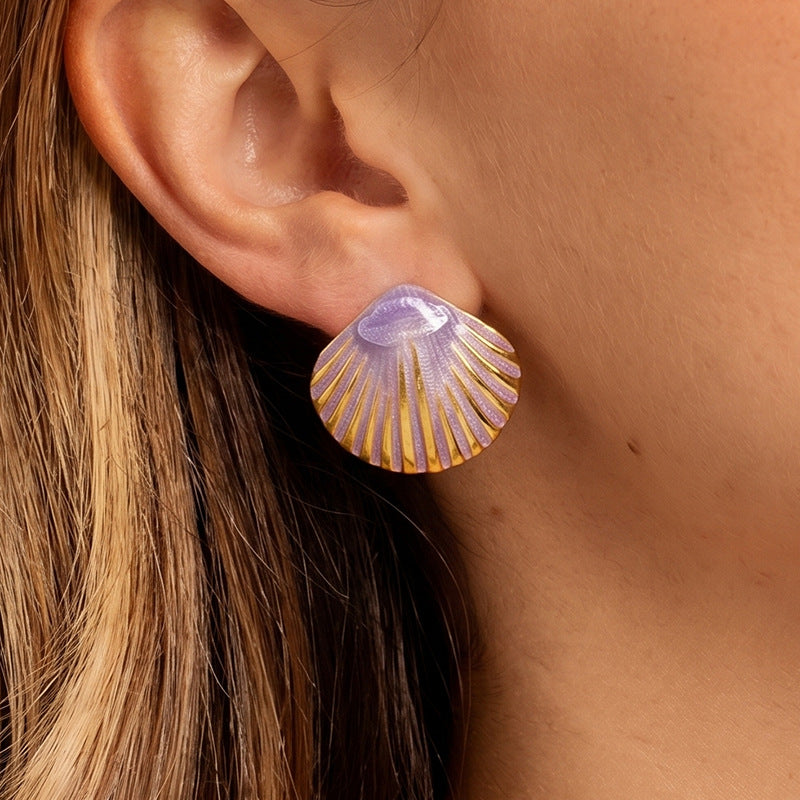 Shell Colorful Oil Penh Shape Fashion Seaside Vacation Versatile Rings