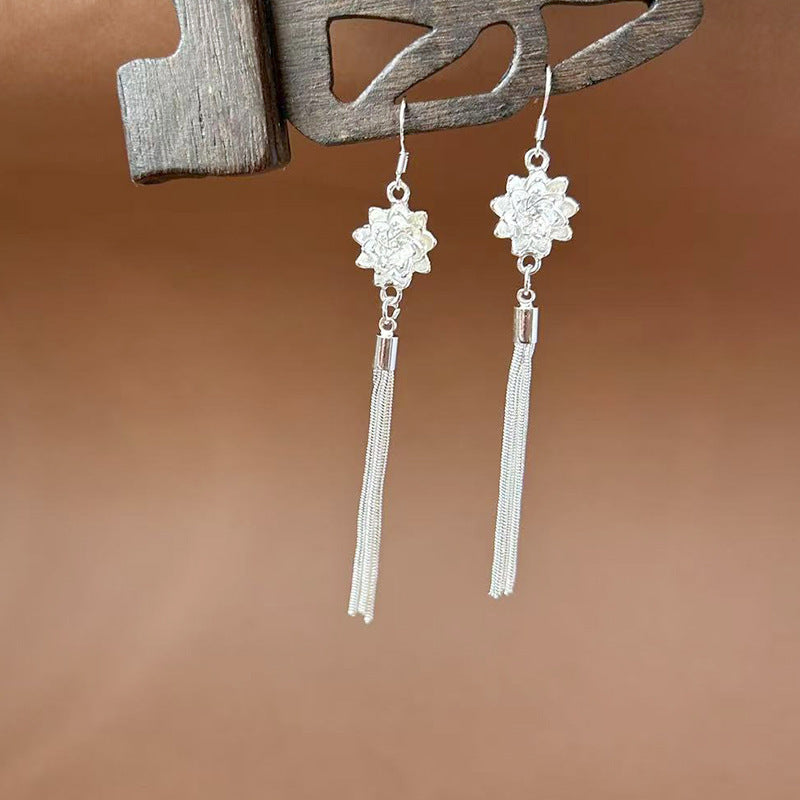 Sier Ethnic Style Peacock Retro Ear Hook Vintage Scenic Spot Earrings