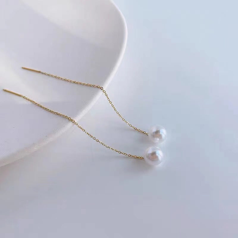 Long Fringed Pearl Trendy Korean Style Temperamental Fairy Fashionable High-grade Ear Line