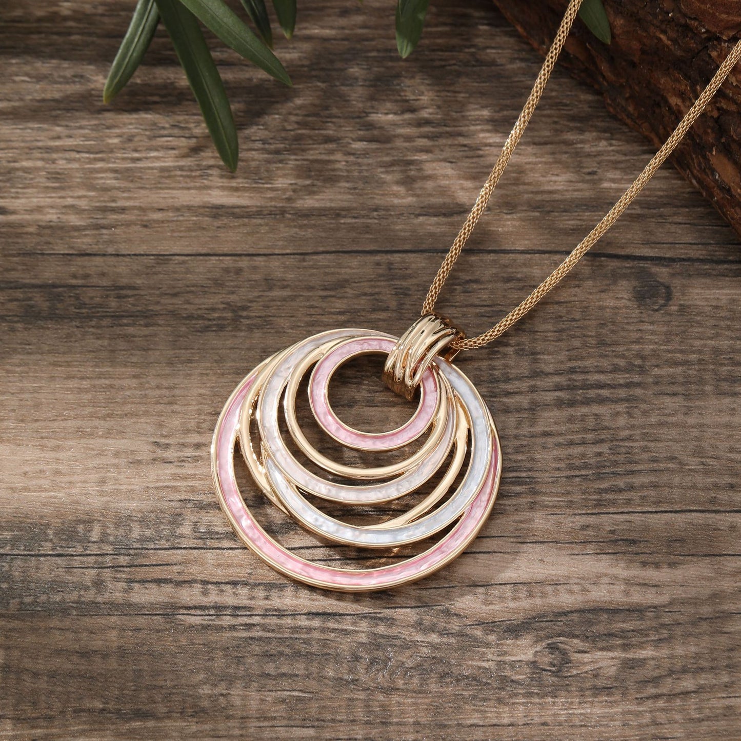 Women's Colorful Painting Oil Round Hollow Geometric Line Personalized Necklaces