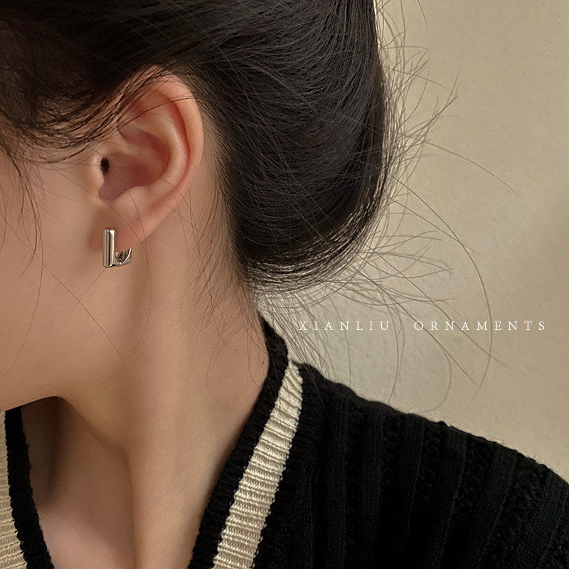 Square Ear Clip Female Design Personality High Stud Earrings