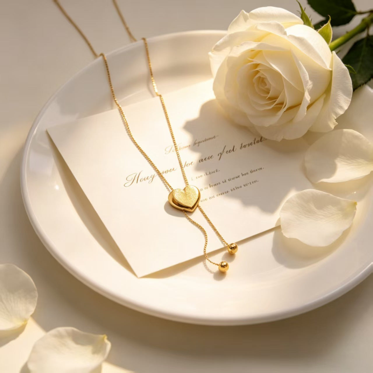 Luxury Simplicity Gold Pull Heart Butterfly Necklace