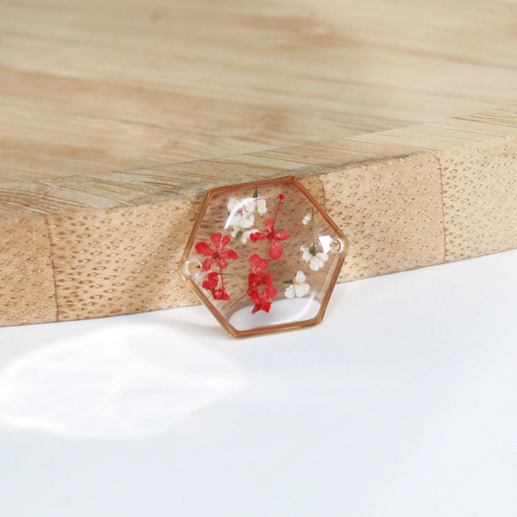 Hexagonal Dried Flower Gold Sier Colored Flowers Bracelets