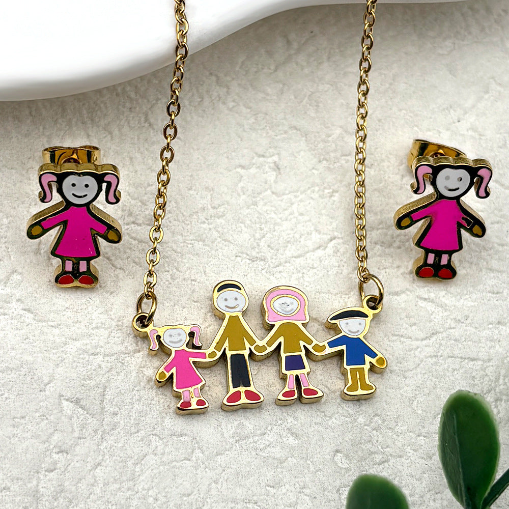 Clear Stock Rainbow Color Small Cartoon Female Oil Pendants