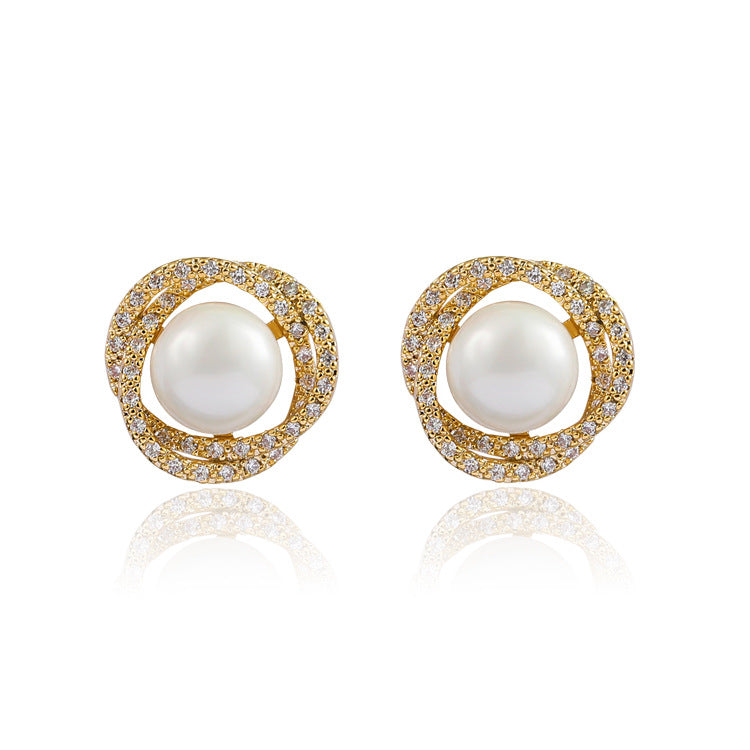 Women's Korean Style Temperament Sier Ear Pearl Fashion Earrings