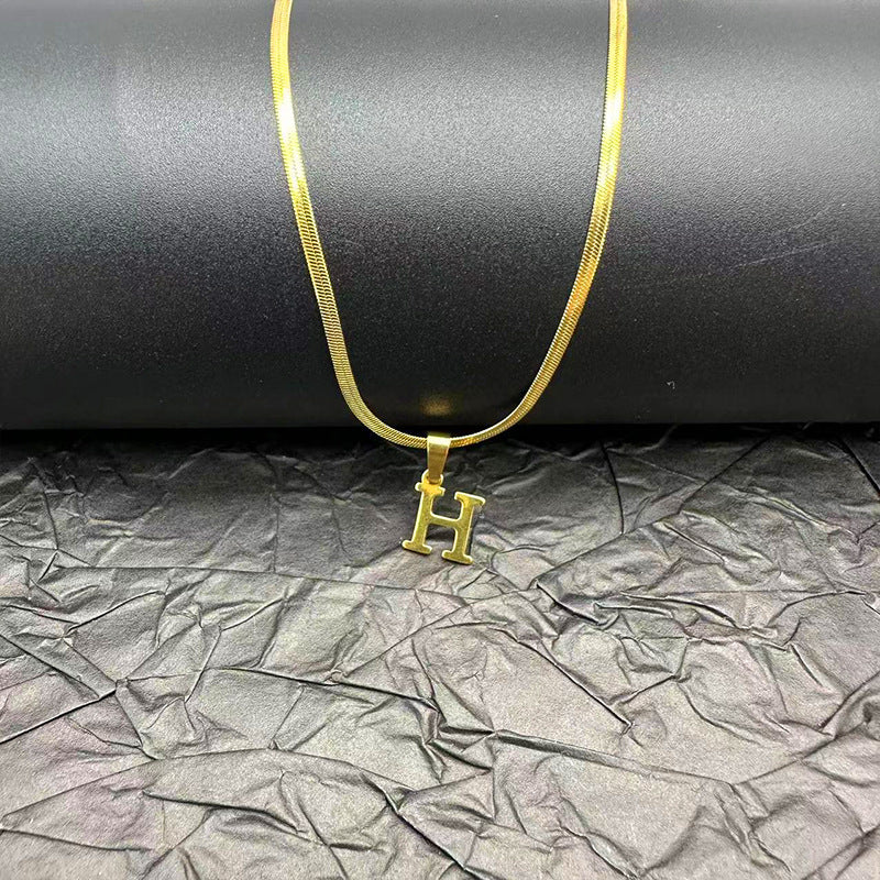 Letter Blade Chain Stainless Steel Material Necklaces