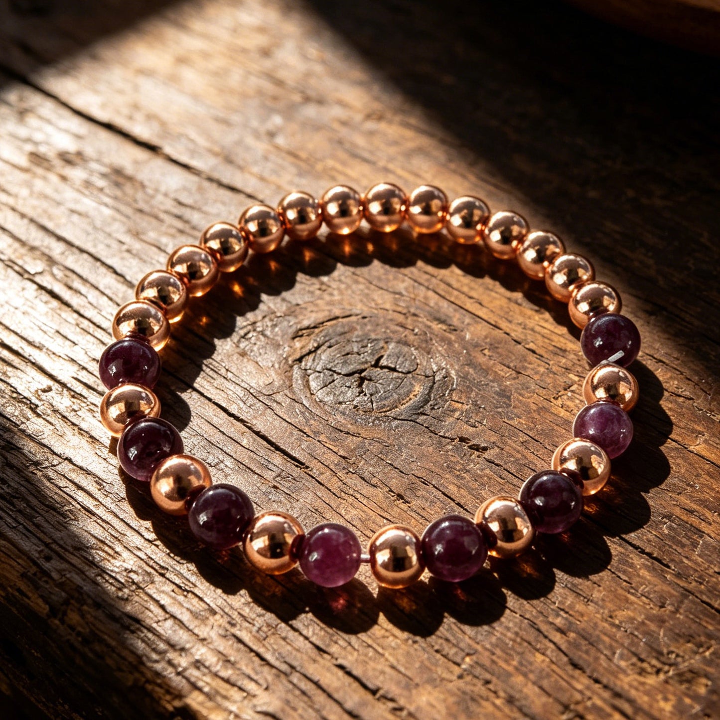 Natural Stone Garnet Gold Beads Handmade Bracelets