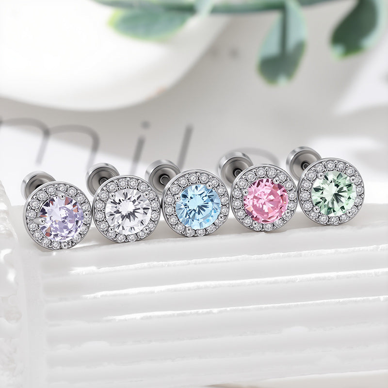 Flash Eight Hearts Arrows High Sense Zircon Ear Bone Niche Earrings