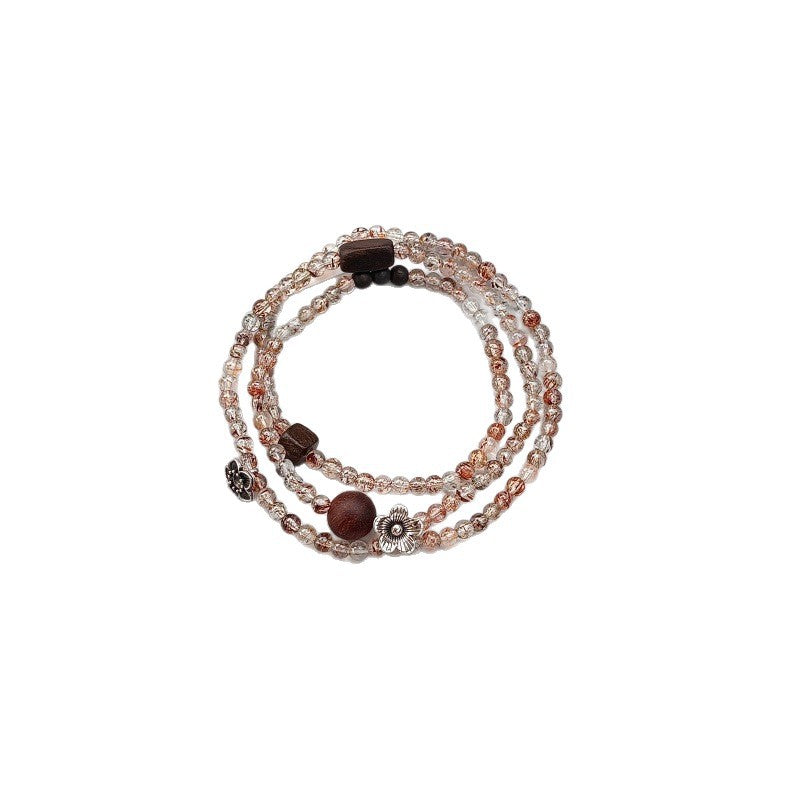 Beauty Of Flowers Black Gold Super Three Circle Crystal Female Bracelet
