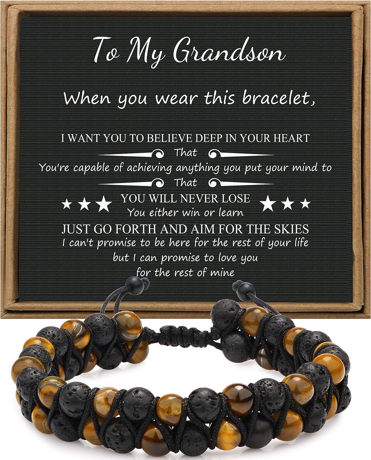 Men's Stone Tiger Eye Woven Adjustable Beaded Bracelet