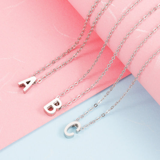 Mirror Stainless Steel English Letter Perforated Necklace