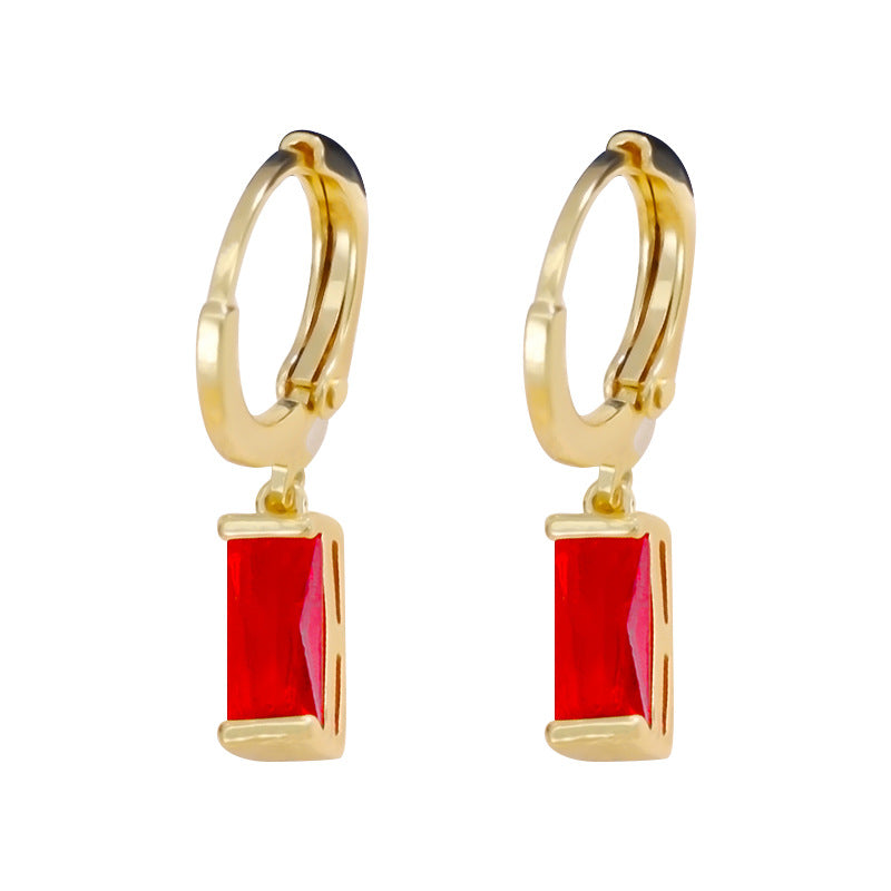 Design Colorful Zircon Ear Xi Birthstones Stud Earrings