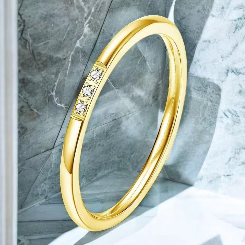 Steel Female Simple Design Niche High-grade Electroplated Rings