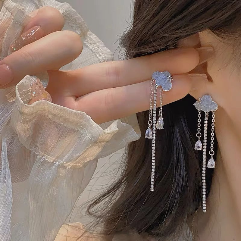 Debris Gradient Crystal Flowers Butterfly Female Special Interest Earrings