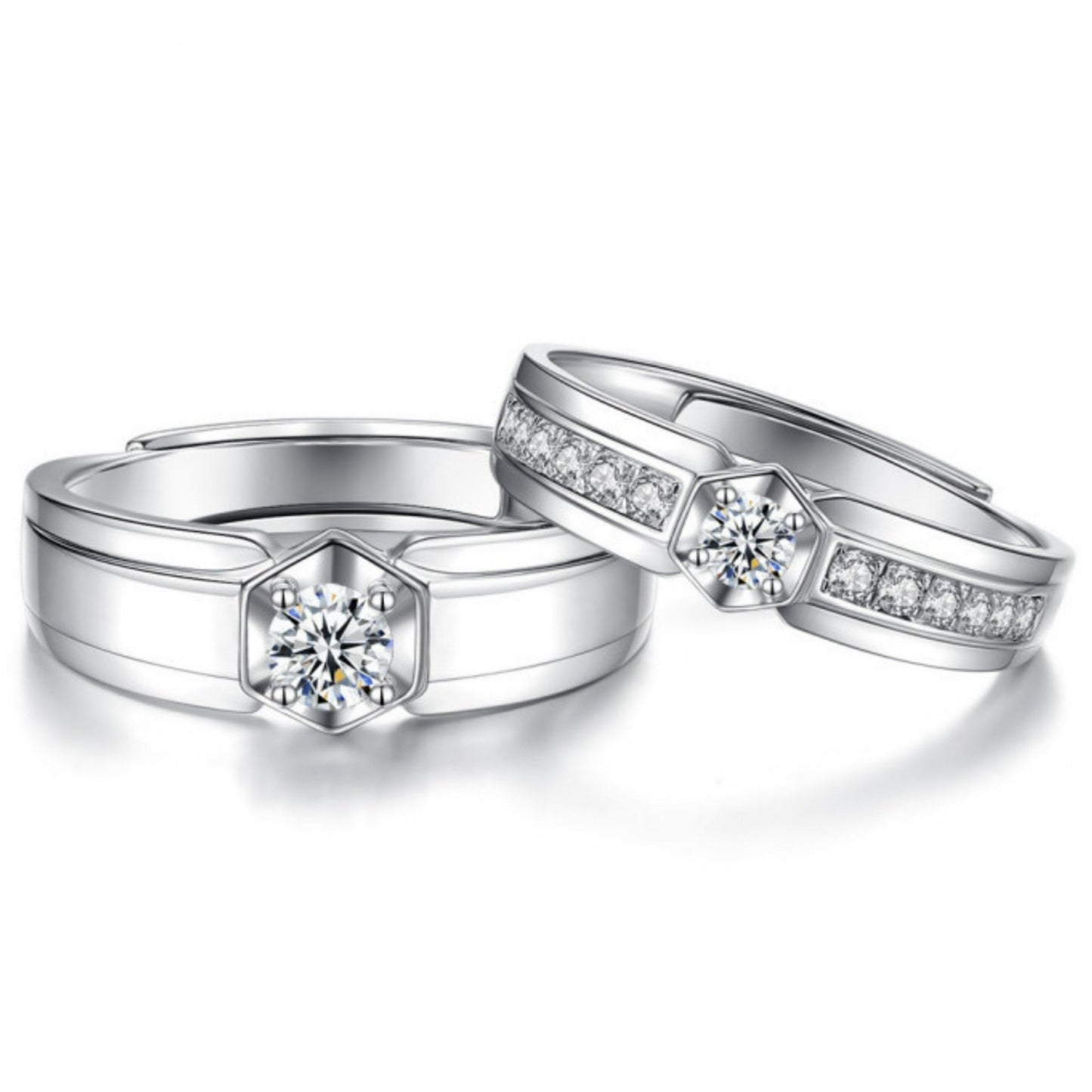 Allure Love Hexagonal Couple Lightweight Simple Rings