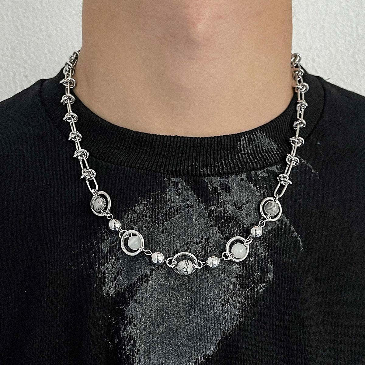 Hip Hop Planet Surrounding Niche Retro Male Female Personality Clavicle Necklace