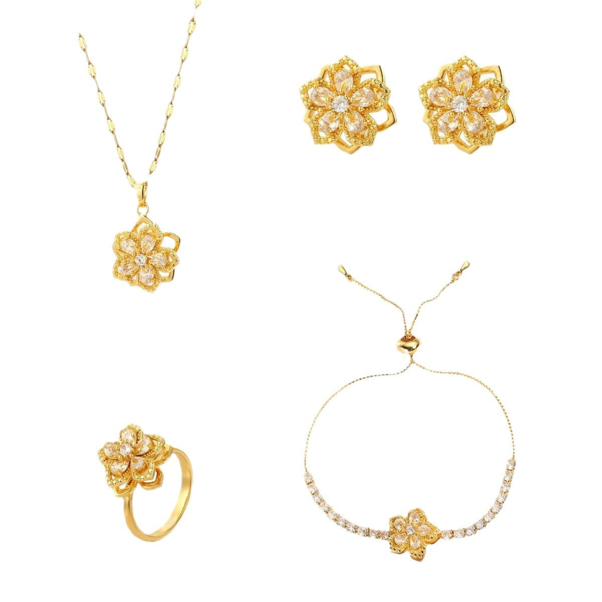 Women's Sweet Rotating Zircon Flower Niche Design Elegant Titanium Necklace