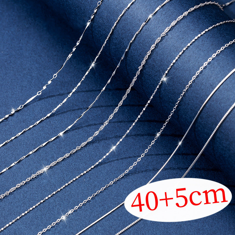 Pure Box Chain Melon Seeds O-shaped Cross Snake Bones Clavicle Necklaces