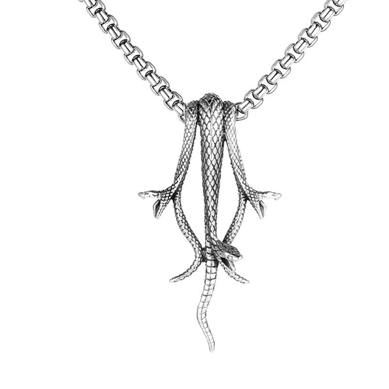 Men's Retro Creative Design Snake-shaped Stainless Steel Personalized Pendants