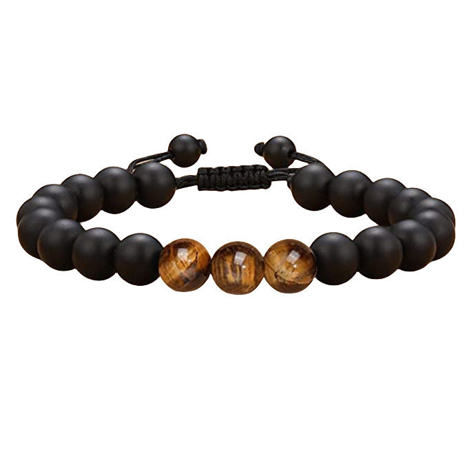 Men's Stone Tiger Eye Woven Adjustable Beaded Bracelet