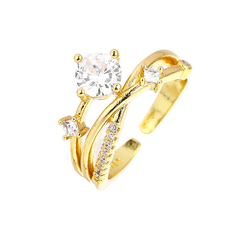 Shiny Diamond Light Luxury French Cross Rings